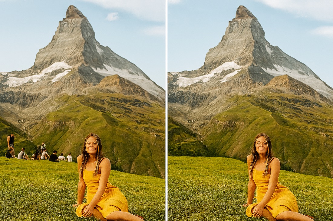 An unwanted object removed from a photo